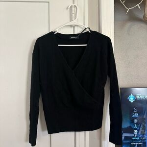 NAADAM Black V-Neck Wrap Cashmere Sweater